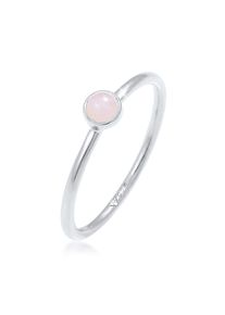 Elli Damen Fingerring "Rosenquarz Edelstein Stabelring 925er Silber", 58mm,mit Steinen, Silber 925 (Sterlingsilber), silber, Silber 925