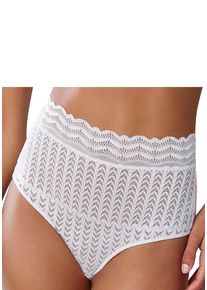 s.Oliver Damen High-Waist-Slip, Gr. 36, weiß, Microfaser, Obermaterial: 90% Polyamid, 10% Elasthan, Unterhosen, aus graphischer Spitze in