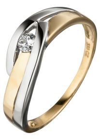 Jobo Damen Goldring, 60, Gelbgold 333, gold, Gelbgold 333, Fingerringe, 333 Gold bicolor mit Zirkonia
