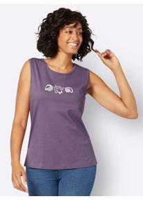 Casual Looks Damen Shirttop, lila, Gr. 40, unifarben, gemustert, 100% Baumwolle, Tops