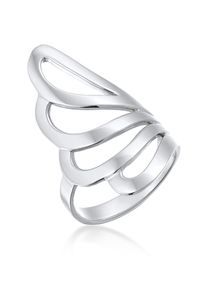 NENALINA Damen Fingerring "Basic Wellen Geschwungen Schlicht 925 Silber", 54mm, ohne Stein, Silber 925 (Sterlingsilber), 3mm, silber, Silber 925