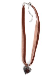 Allgäu Rebell ALLGÄU REBELL Damen Kette mit Anhänger "Gerda", braun, Basic, Metall, Halsketten, mit Leder- und Organzaband