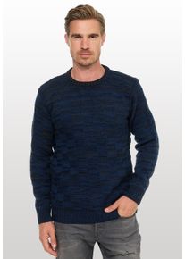 Rusty Neal Herren Strickpullover, blau, casual, Gr. L, unifarben, 70% Polyacryl, 30% Baumwolle, Pullover, mit dezenter Musterung und Strick-Design