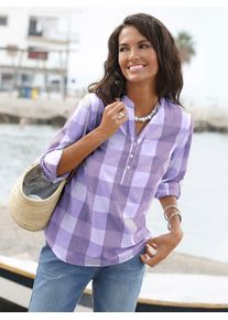 Casual Looks Damen Schlupfbluse, lila, Gr. 36, gemustert, kariert, mehrfarbig, 100% Baumwolle, Blusen