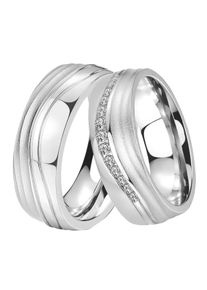 DOOSTI Trauring "Schmuck Geschenk Edelstahl Trauring Ehering Partnerring LIEBE", 60,mit Zirkonia, Edelstahl, 7mm, silber, Edelstahl, Fingerringe,