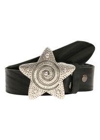 Damen Ledergürtel, schwarz, klassisch, Gr. 95, RETTUNGSRING BY SHOWROOM 019, unifarben, Rindsleder, Gürtel, mit Stern-Koppelschließe