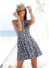 Beach Time BEACHTIME Damen Strandkleid, blau, casual, Gr. 34, bedruckt, Jersey, Obermaterial: 95% Baumwolle, 5% Elasthan, Kleider, mit Blumendruck aus