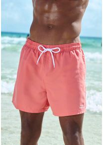 Venice Beach Herren Badeshorts, orange, Gr. M, unifarben, kontrastfarbene Details, Polyester, Recycling-Polyester, Microfaser, Badehosen, mit