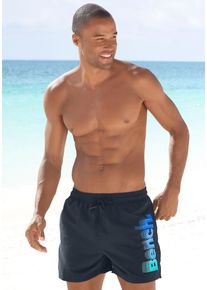 Bench. Herren Badeshorts, blau, Gr. S, unifarben, kontrastfarbene Details, Polyester, Badehosen, mit großem Logo-Aufdruck