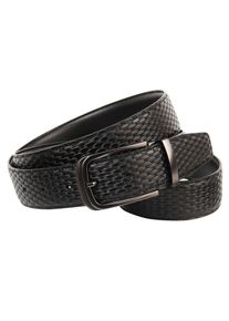 Anthoni Crown Damen Ledergürtel, schwarz, modisch,klassisch, Gr. 115, unifarben, Flechtoptik, Leder, Gürtel, Wendegürtel mit anthrazitfarbener