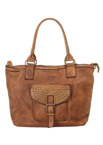 Samantha Look Damen Shopper, braun, Leder, vintage, Taschen, echt Leder, Made in Italy
