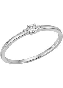 Firetti Damen Fingerring "Schmuck Geschenk Gold 585 Goldring Vorsteckring", 52, 0,1 ct SI = kleine Einschlüsse, Weißgold 585-Diamanten, 1,4mm, weiß,