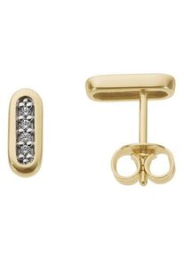 Firetti Damen Paar Ohrstecker "Schmuck Geschenk Gold 333 Ohrschmuck Länglich Oval", 0,05 ct P2 = erkennbare Einschlüsse, Gelbgold 333-Diamanten,