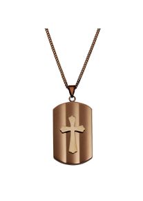 ZEEme Herren Kette mit Anhänger "Edelstahl Kreuz", 50cm, Edelstahl, L: 50cm B: 28.0mm, braun, Edelstahl, B:28.0mm, Halsketten