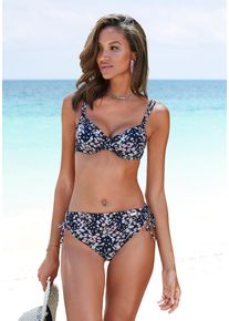 Lascana Damen Bikini-Hose "Blair", schwarz, Gr. 38, geblümt, Polyamid, Badehosen, mit höher geschnittener Form