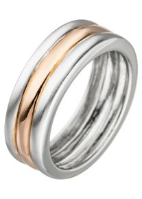 Jobo Damen Fingerring, 50, Silber 925 (Sterlingsilber), silber, Silber 925 (Sterlingsilber), Fingerringe, 925 Silber bicolor vergoldet