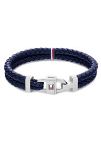 Tommy Hilfiger Herren Armband "Schmuck Edelstahl Armschmuck Lederarmband", Leder-Edelstahl, blau, Leder, Edelstahl, Armbänder