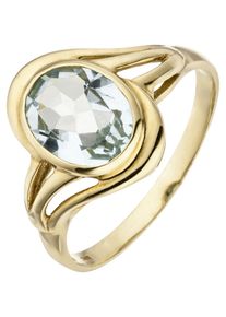 Jobo Damen Goldring, 58, Gelbgold 585, gelb, Gelbgold 585, Fingerringe, 585 Gold mit Aquamarin