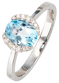 Jobo Damen Diamantring, 58, P1 = bei 10-facher Vergrößerung erkennbare Einschlüsse, Weißgold 585-Diamanten, weiß, Weißgold 585, Diamanten,