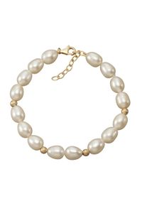 Vivance Damen Armband "585 Gold Perlen weiß 7-7,5mm Goldkugeln", 18cm, Gold, gelb, Gold, Armbänder