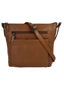 XZONE X-ZONE Damen Umhängetasche "RFID", braun, Leder, unifarben, leicht glänzend, Taschen, echt Leder