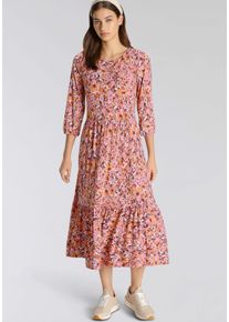 Tamaris Damen Midikleid, bunt, feminin, Gr. 40, Jersey, Obermaterial: 95% Viskose, 5% Elasthan, Kleider, mit schönem Allover-Print -NEUE KOLLEKTION