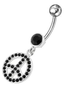 Firetti Bauchnabelpiercing "Schmuck Geschenk Piercing Silber 925 Körperschmuck PEACE", schwarz, Silber 925 (Sterlingsilber), Chirurgiestahl,