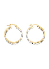 Vivance Damen Paar Creolen "Gedrehte Creole bicolor", Gelbgold 375, gelb, Gelbgold 375, Ohrringe