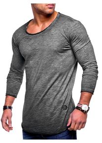 behype Herren Langarmshirt "Dust L/S", grau, casual, Gr. M, unifarben, 100% Baumwolle, Shirts, mit weitem Halsausschnitt