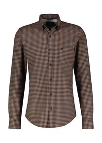Lerros Herren Langarmhemd "Lerros Karohemd mit Dobby-Struktur", braun, Gr. S, 100% Baumwolle, Hemden