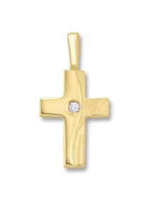 ONE ELEMENT Damen Ketten-Anhänger "Zirkonia Kreuz Anhänger aus 333 Gelbgold", Gelbgold 333, gold, Gelbgold 333, Schmuckanhänger, Damen Gold Schmuck