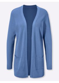 Classic Basics Damen Strickjacke, blau, Gr. 42, unifarben, 80% Viskose, 20% Polyamid, Strickjacken