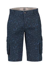 Lerros Herren Bermudas "Lerros Cargo-Bermuda mit aufgesetzten Taschen und Druck", blau, Gr. 5XL, 98% Polyester, 2% Elasthan, Hosen