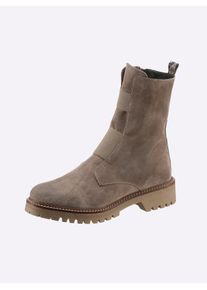 Heine Damen Stiefelette, Gr. 37, grau, Leder, Veloursleder, modisch, Schuhe
