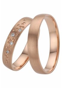 Firetti Trauring "Schmuck Geschenk Gold 375 Hochzeit Ehering "LIEBE" Sterne", 17,5, ohne Brillanten, Roségold 375, 4mm, rosa, Rosu00e9gold 375,