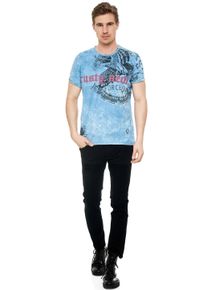 Rusty Neal Herren T-Shirt, blau, casual, Gr. XXL, bedruckt, 100% Baumwolle, Shirts, mit eindrucksvollem Print