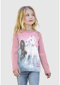 Miss Melody Mädchen Langarmshirt, rosa, casual, Gr. 104, bedruckt, Jersey, Obermaterial: 100% Baumwolle, Shirts, mit schönem Pferdemotiv