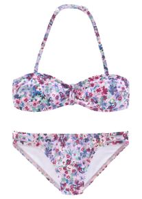 s.Oliver Kinder Bandeau-Bikini "Scatter Kids", lila, Gr. 170, bedruckt, geblümt, Polyamid, Bikini-Sets, mit sommerlichem Blumendruck
