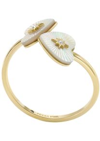 Fossil Damen Fingerring "Schmuck Geschenk Edelstahl Ring Radiant Love Heart, JF04734710", 60, Edelstahl, weiß, Edelstahl, Fingerringe, mit Glasstein