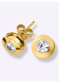 Lady Damen Paar Ohrstecker, Zirkonia ct, Metall, gold, Metall, Ohrringe