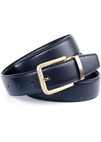 Anthoni Crown Damen Ledergürtel, schwarz, Gr. 100, unifarben, Leder, Gürtel, Wendegürtel in dunkelblau und schwarz, Schließe mattgoldfarben