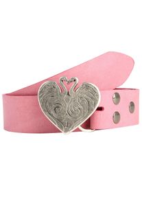 Damen Ledergürtel, pink, casual,modisch, Gr. 120, RETTUNGSRING BY SHOWROOM 019, unifarben, Leder, Gürtel, Schließe »Flamingoherz Geschlosen Silber