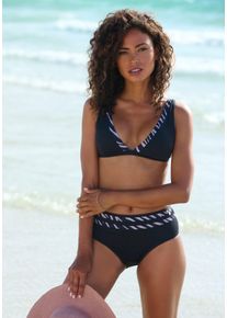 Lascana Damen Triangel-Bikini-Top "Kaa", schwarz, Gr. 34, Animalprint, unifarben, Recycling-Polyamid, Bikini-Oberteile, mit Tragevarianten
