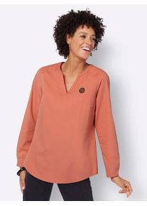 Casual Looks Damen Longbluse, orange, Gr. 36, unifarben, 100% Baumwolle, Blusen