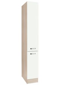 Apothekerschrank Optifit, B:30cm H:206,8cm T:57,1cm, weiß, Küche, Schränke, "Faro", 2 Auszüge, Metallgriffe, Breite 30 cm