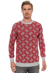 Rusty Neal Herren Strickpullover, grau, Gr. XL, unifarben, 70% Polyacryl, 30% Baumwolle, Pullover, in tollem Karo-Design