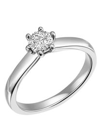 Firetti Damen Solitärring "Schmuck Geschenk Gold 585 Damenring Verlobungsring Goldring", 54, 0,14 ct SI = kleine Einschlüsse, Weißgold 585-Diamanten,