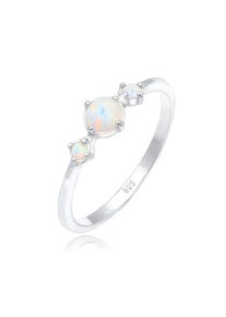 Elli Damen Fingerring "Opal Rund Trio Vintage 925er Silber", 52mm,mit Steinen, Silber 925 (Sterlingsilber), 1.5mm, silber, Silber 925