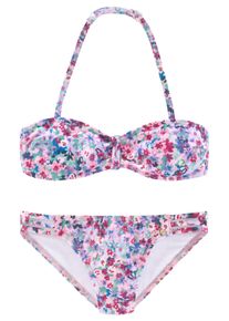 s.Oliver Kinder Bandeau-Bikini "Scatter Kids", lila, Gr. 146, bedruckt, geblümt, Polyamid, Bikini-Sets, mit sommerlichem Blumendruck