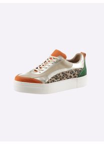 Heine Damen Sneaker, Gr. 41, bunt, Leder, Veloursleder, Glattleder, modisch, Schuhe